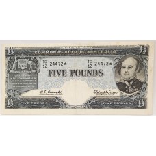 AUSTRALIA 1960 . FIVE 5 POUNDS BANKNOTE . COOMBS/WILSON . STAR NOTE